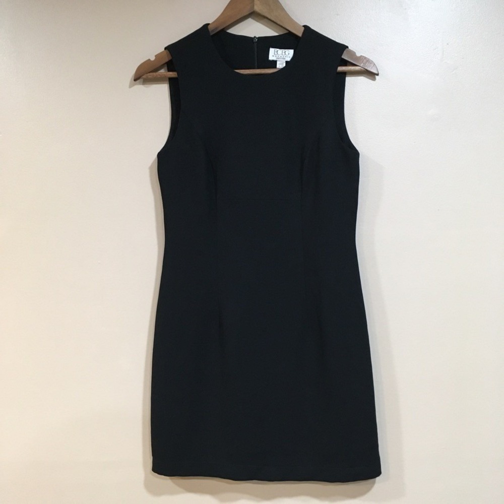 Vintage BCBGMaxAzria Mini Sheath Dress Womens SP Black Minimalist Classic LBD